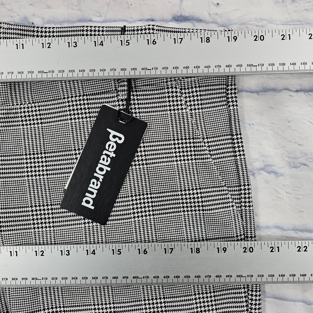 Betabrand Dress Pant Yoga Pants Womens XXL Long Black White Glen Plaid Straight - Picture 5 of 11